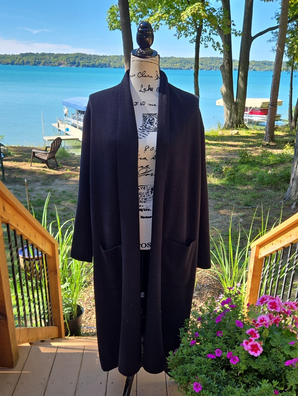 MAXSPORT ▪︎ by MaxStudio Long Open-Front Black Women's Cardigan Sweater, NWOT